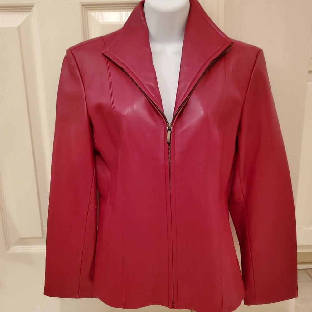 Ladies Red Leather Jacket